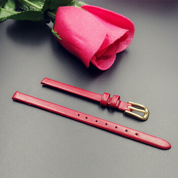 日本agete 梨花手表表带 6mm 丝绸面 纱荣子缎面牛皮 真皮表带 红色