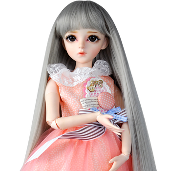 多丽丝凯蒂娃娃换妆假发头发洋娃娃改妆头发头套 娃娃假发-奶奶灰齐