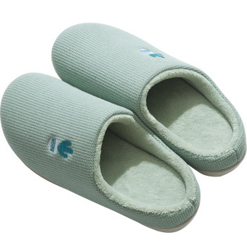 博洋家纺秋冬日式家居拖鞋女室内地板拖鞋情侣居家棉拖鞋防滑女 浅绿