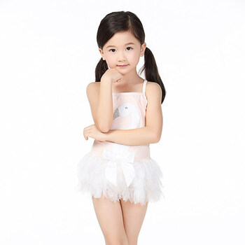 儿童游泳衣女童 白色小天鹅泳衣连体泳装小孩宝宝婴儿蓬蓬裙泳衣 天鹅