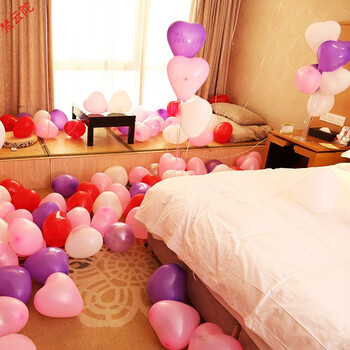爱心形气球结婚礼婚房装饰用品心形表白婚庆浪漫房间布置桃心 紫色
