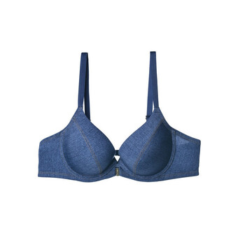 安莉芳旗下芬狄诗女士内衣个性前扣式仿牛仔布舒适聚拢文胸 蓝色 80b