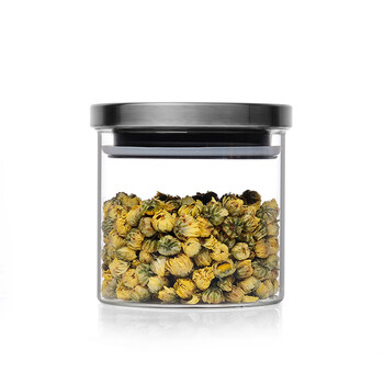 
                                        左茗右器 茶叶罐耐热玻璃存茶罐 透明食物储物罐 花茶叶盒奶粉食品密封罐防潮保鲜盒干果瓶子 不锈钢盖小号550ML                