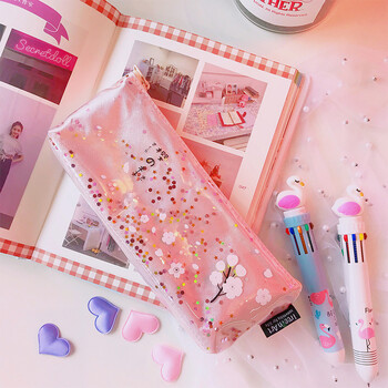 文具袋大容量学生创意樱花铅笔盒简约学院风浪漫日系粉色女铅笔袋