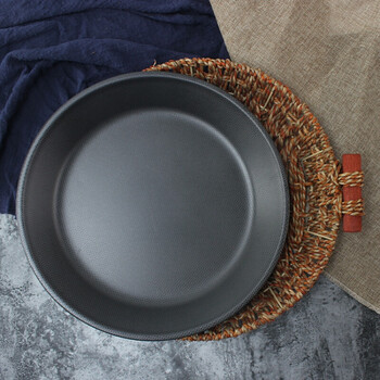 圆形农家乐特色酒店用品个性餐具熟铁创意菜小龙虾鱼头盘子 32cm铁盘