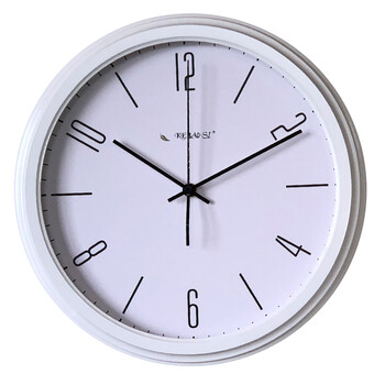 挂钟16英寸木质圆形时钟家用客厅简约现代创意装饰挂表 22-1白色 16