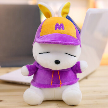 毛绒玩具大号兔子可爱情侣兔布娃娃抱枕七夕情人节礼物 休闲帽款紫色