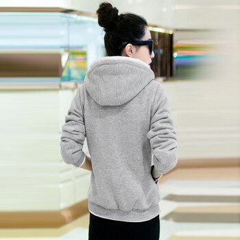 纤衣良品 外套2015新款学院风拉链卫衣女外套开衫秋冬装韩版纯棉长袖上衣A469 灰色 M