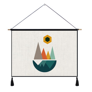 北欧风几何图形挂毯画客厅书房装饰挂布床头电表箱遮挡壁挂 几何日出9