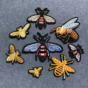 小蜜蜂刺绣布贴服装装饰布贴补丁贴小号 蜜蜂绣花贴衣服装饰 全套8款