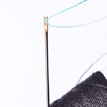 免穿针缝衣针盲人针金尾手缝针不用穿线老人针加长手工两用针 上穿全