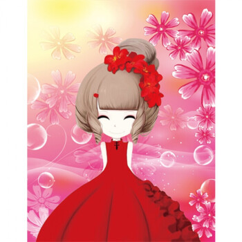 钻砖石十字绣卡通儿童客厅花花姑娘钻石绣 【海棠姑娘】30*35cm贴人物