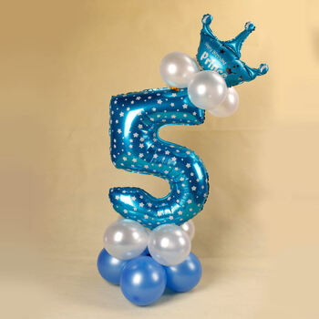 宝宝周岁百天0-9路引儿童生日派对布置大号卡通气球装饰 蓝色数字路引