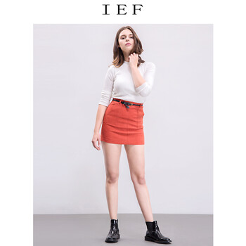 爱依服IEF2015秋季短裙女装紧身裙收腰人造革仿真皮鹿皮绒半身裙6830F-4502R- 军绿色 M