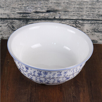 加厚老式手工陶瓷和 陶瓷盆 发面盆 揉面盆 陶瓷面盆 青花中号口径32