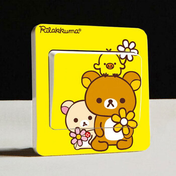 开关贴 小熊图 三代可移除卡通pvc透明膜轻松熊系列开关贴 图色5张 10