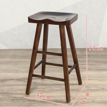 酒吧椅家用原木餐桌凳高脚凳子简约现代吧椅高脚椅 b款胡桃色高55cm