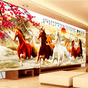 
                                        研色（YANSE） 钻石画满钻客厅八骏图钻石十字绣新款马到成功钻石绣圆钻 【满钻】整幅全贴【120x50厘米】钻量多配30%                