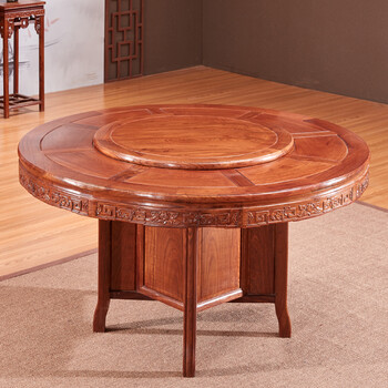 中式餐桌实木家具圆形餐桌椅组合餐台圆桌 1.