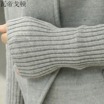 瓦帝戈顿毛呢大衣女装秋冬新款韩版女中长款西装领风衣外套2002 灰色 L