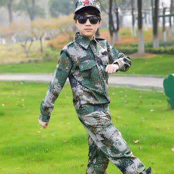 儿童迷彩服男童军装套装迷彩短袖夏季特种兵小学生夏令营团体t恤 绿色