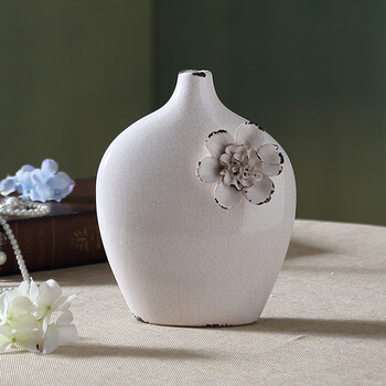 创意陶瓷花瓶摆件 手捏花陶瓷花瓶摆件工艺品 干花水培鲜花花插 c款