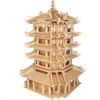 儿童玩具立体拼插木质木制3d立体拼图古建筑四合院大教堂天坛积木拼装