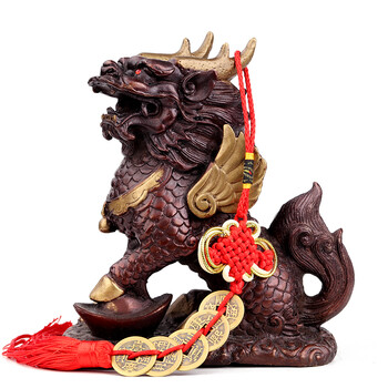 5寸紫铜款财富麒麟踩元宝款