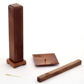 百工制器（CRAFTS CREATE）觅静 回纹镂空木艺熏香炉礼盒四件套 酸枝木