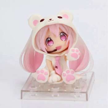 sq音未来应援赛车女郎2017team蝴蝶娘美少女景品摆件j01 粉色熊音 高