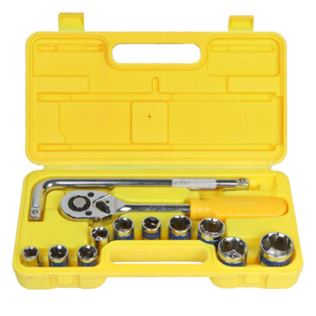 套筒万用快速棘轮扳手多功能手电钻套筒套装组合工具 单只中飞皮套