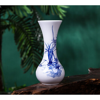 陶瓷器手绘荷韵青花瓷小花瓶插花器 现代时尚家饰摆件 兰花