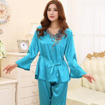 绣花套头大红家居服睡衣女 85079宝蓝色 xxl