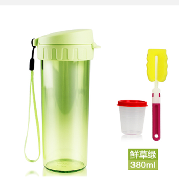 特百惠水杯塑料运动杯子儿童水壶茶韵便携防漏茶杯 380ml水杯子 380ml鲜草绿
