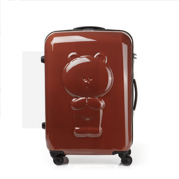 韩版可爱小清布朗熊3d拉杆箱行李箱旅行箱登机箱 咖啡色 偏深 20寸