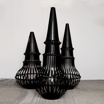 艺术品创意落地铁艺摆件酒店会所大厅样板房空间装饰软装配饰 黑色1