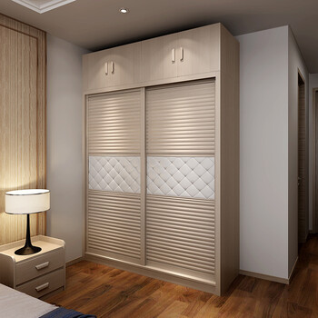 衣柜推拉门滑门移门2门简约现代中式实木质大柜子主卧室壁柜组合 1.