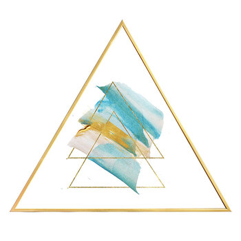 彩色世界 三角形装饰画客厅三联壁画创意个性艺术画挂画 e 边长50cm高