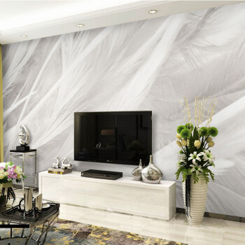 科卡壁纸电视背景墙壁纸现代简约18d北欧风格客厅羽毛墙布大气卧室墙纸