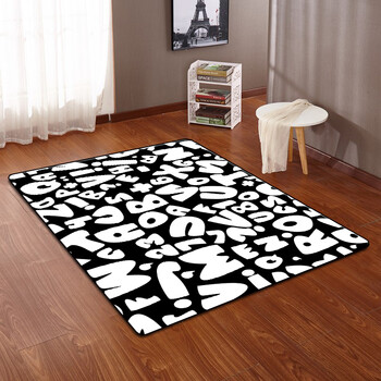北欧地毯卧室客厅茶几垫 简欧现代简约创意几何图案长方形薄地垫 英文