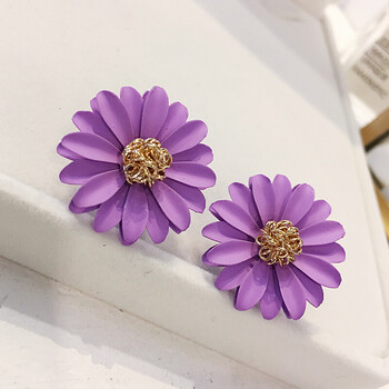 简约百搭耳饰品个性流苏吊坠潮人耳坠长款气质耳钉女 e2305-紫色花朵