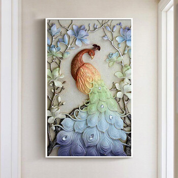 2018新品 满钻异形钻石画5d客厅竖版玄关砖石秀粘点贴钻十字绣新款