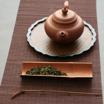 功夫茶道具老竹制茶则茶荷茶拨配件禅意茶具套装六君子竹迹 平头茶荷