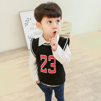 2018春季新款韩版休闲幼儿男生上衣男童中小童数字23马甲毛线衣3岁4岁