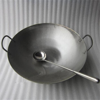 厨师大铁锅 炒菜锅 双耳炒锅 铁锅 饭店食堂用大边锅 32cm边锅送勺