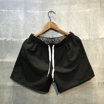 裤男速干五分裤夏季透气休闲裤运动裤短裤男士三分裤海边热裤 黑色 xl