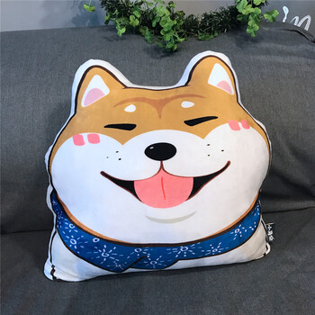卡通二哈士奇狗狗公仔羽绒棉毛绒玩具汽车抱枕沙发靠垫送女生 秋田犬