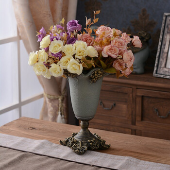 欧式复古花瓶餐桌摆件客厅小清新简约创意装饰田园迷你干花插花器 翠