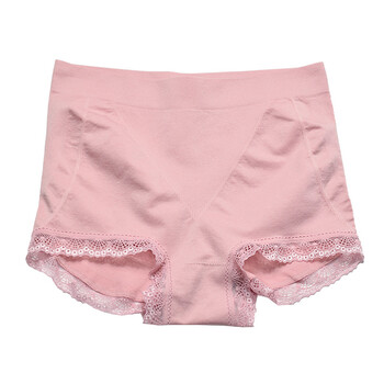 萨奴日本原单蕾丝边平角裤女收腹提臀女士档内裤中高腰塑身裤 香芋紫