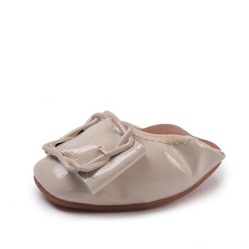 2018春季新款蛋卷鞋女平底尖头浅口百搭单鞋女软底漆皮孕妇芭蕾鞋 米